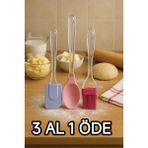 Silikon Yağlama ve Yumurta Sürme Fırçası, Kaşık, Spatula, Çok Amaçlı Set - Antrasit