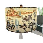 Silindir Abajur - 30x30x20 Cm Batı Kovboy Vintage Işıklandırma | Sıcak Çiftlik Evi Dekoru Yatak Odası ve Komodin Başucu İçin