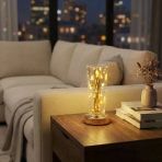 Silindirik Kristal Altın Toz Model Led Masa Lambası - Gold Tabanlı, Dokunmatik, 3 Renk Işık Modlu, Şarjlı Modern Dekoratif Gece Lambası (5250)