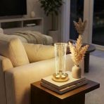 Silindirik Kristal Nokta Model Led Masa Lambası – Gold Tabanlı, Dokunmatik, 3 Renk Işık Modlu, Şarjlı Modern Dekoratif Gece Lambası (4915)