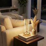 Silindirik Kristal Nokta Model Led Masa Lambası – Gold Tabanlı, Dokunmatik, 3 Renk Işık Modlu, Şarjlı Modern Dekoratif Gece Lambası (5067)