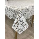 Silinebilir Lüks Pvc Yemek Masa Örtüsü - Beyaz - 140 x 180 cm