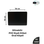 Silinebilir Siyah Etiket, Dekoratif Karatahta Etiket, Beyaz Yazı Karatahta Yaz Sil, Kolay Silinebilir PVC Siyah Etiket, Raf Etiketi, Kafe Tatlı Kahve Etiketi - Oval - 14x10 cm