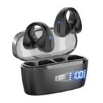 SilisoundTek Kablosuz Kulaklıklar Bluetooth 5.3, Dahili Mikrofonlu Açık Kulak Klipsli Kulaklıklar, 30H Çalma Süresi, Şarj Kutusu Spor/Egzersiz/Spor Salonu/Koşu için LED Ekran Spor Kulaklıkları