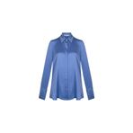 Silk And Cashmere Denim Mavi Saf Ipek Audrey Uzun Kollu Gömlek, Denim Mavi, M