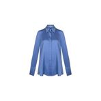 Silk And Cashmere Denim Mavi Saf Ipek Audrey Uzun Kollu Gömlek, Denim Mavi, S