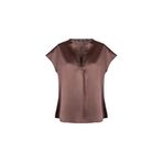 Silk And Cashmere Kahverengi Monica Saf Ipek V Yaka Kısa Kollu Bluz, Kahverengi, Xl