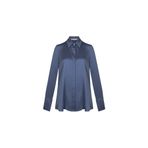 Silk And Cashmere Lacivert Saf Ipek Audrey Uzun Kollu Gömlek, Lacivert, S