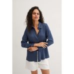 Silk and Cashmere Lacivert Saf İpek Audrey Uzun Kollu Gömlek