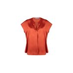 Silk And Cashmere Turuncu Monica Saf Ipek V Yaka Kısa Kollu Bluz, Turuncu, S