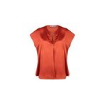 Silk And Cashmere Turuncu Monica Saf Ipek V Yaka Kısa Kollu Bluz, Turuncu, Xl