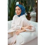 Silk Home 11397-05 Mavi Yaprak Desenli Sura İpek Eşarp