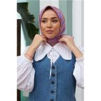 Silk Home 11397-18 Lila Yaprak Desenli Sura İpek Eşarp