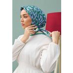 Silk Home 11397-25 Mint Yeşili Yaprak Desenli Tivil İpek Eşarp