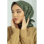 Silk Home 11398-633 Turuncu-Su Yeşili Desenli Sura İpek Eşarp