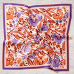 Silk Home 11405-18 Turuncu-Mor Desenli Tivil İpek Eşarp