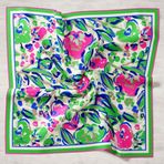 Silk Home 11405-22 Yeşil-Saks Mavi Desenli Tivil İpek Eşarp