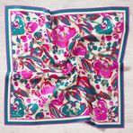 Silk Home 11405-40 Turkuaz-Fuşya Desenli Tivil İpek Eşarp