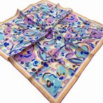 Silk Home 11405-98 Somon-Mavi Desenli Tivil İpek Eşarp