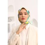 Silk Home 11408-30 Mint Yeşili-Sarı Çiçek Desen Tivil İpek Eşarp
