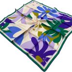 Silk Home 11408-640 Mor-Benetton Yeşili Çiçek Desenli Tivil İpek Eşarp