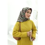 Silk Home 11413-01 Yeşil Geometrik Desenli Tivil İpek Eşarp