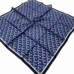 Silk Home 11413-205 Gece Mavi-Yeşil Geometrik Desenli Tivil İpek Eşarp
