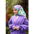 Silk Home 11427-15 Mor Yeşil Karma Desen Tivil İpek Eşarp