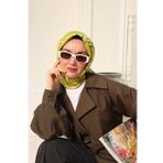 Silk Home 11432-08 Haki Desenli Tivil İpek Eşarp