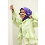 Silk Home 11432-20 Mor Yeşil Desenli Tivil İpek Eşarp