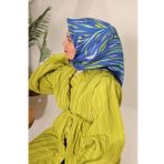 Silk Home 11432-31 Mavi Yeşil Desenli Tivil İpek Eşarp
