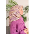 Silk Home 11432-44 Vizon Eflatun Desenli Tivil İpek Eşarp