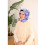 Silk Home 11432-57 Mavi Ekru Desenli Tivil İpek Eşarp