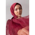 Silk Home Düz Renk Twill Eşarp - Bordo - 90 x 90 cm