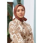 Silk Home Düz Renk Twill Eşarp - Kahve - 90 x 90 cm
