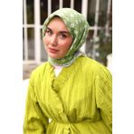 Silk Home Fıstık Yeşili-Pembe Karma Desen Tivil İpek Eşarp Ist11424-75