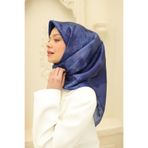 Silk Home Kadın Gece Mavisi Bulut Desen Parlak Shiny Eşarp 75002-59
