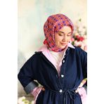 Silk Home Kırmızı Mor Gri Karma Desen Tivil İpek Eşarp Ist11424-74