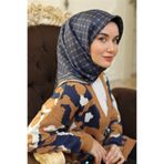 Silk Home Lacivert, Vizon Karışık Desen Tivil İpek Eşarp IST 11393 - 10