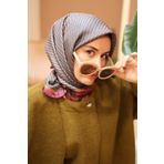 Silk Home Mürdüm-Yeşil Geometrik Desenli Tivil İpek Eşarp Ist11421-46