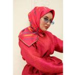 Silk Home Pembe Turuncu Desenli Tivil İpek Eşarp 11432-54