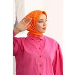 Silk Home Pembe Turuncu Desenli Tivil İpek Eşarp 34761