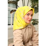 Silk Home Sarı Kahverengi Desenli Tivil İpek Eşarp Ist11433-33