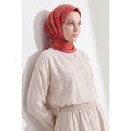 Silk Home Soft Eşarp Geometrik Koyu Kırmızı