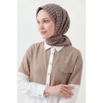 Silk Home Soft Eşarp Retro Geometrik Koyu Vizon