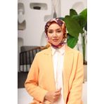 Silk Home SYR25613 Mürdüm-Acı Kahve Yaprak Desen Tivil İpek Eşarp
