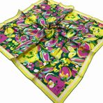 Silk Home SYR26517 Sarı-Yeşil Desenli Tivil İpek Eşarp