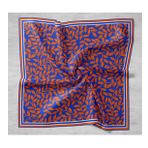Silk Home SYR26529 Saks Mavi Turuncu Yaprak Desenli Sura İpek Eşarp