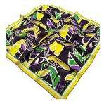 Silk Home SYR26610 Sarı-Yeşil Geometrik Yaprak Desen Tivil İpek Eşarp