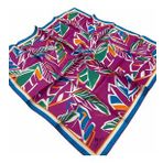 Silk Home SYR26614 Pembe-Mavi Geometrik Yaprak Desen Tivil İpek Eşarp